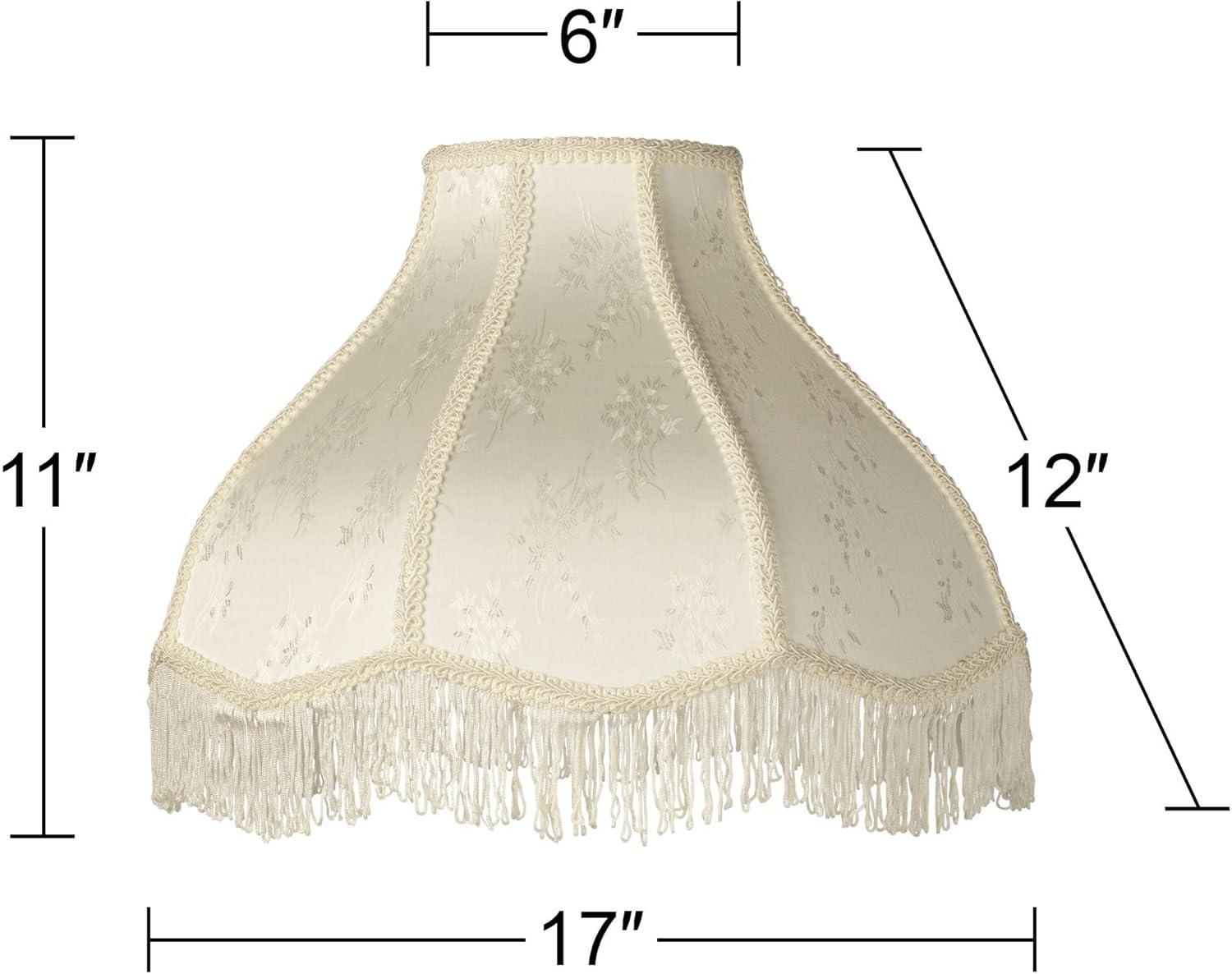 Springcrest 6" Top 17" Bottom 11" High Lamp Shade Replacement Cream White Dome Fabric N774
