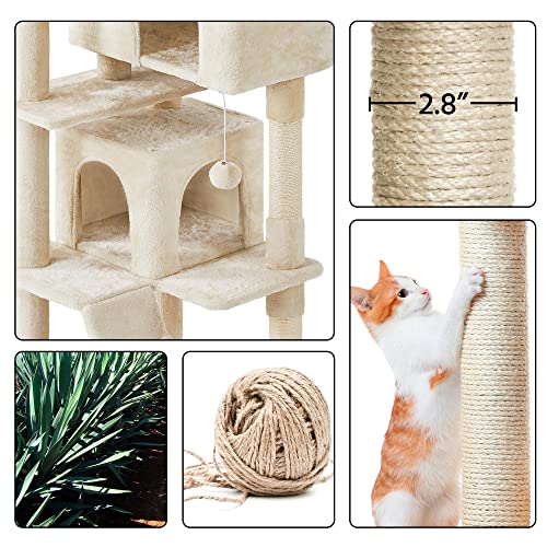 Yaheetech 54in Cat Tree Tower Condo Furniture with Scratch Post Y196
