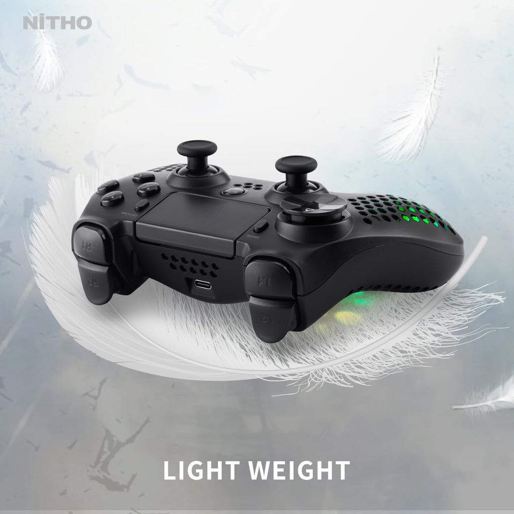 Nitho RGB Wireless Controller for PS4/PS5/PC/Android/iOS, Hexagonal Design Joystick with Vibration R4021