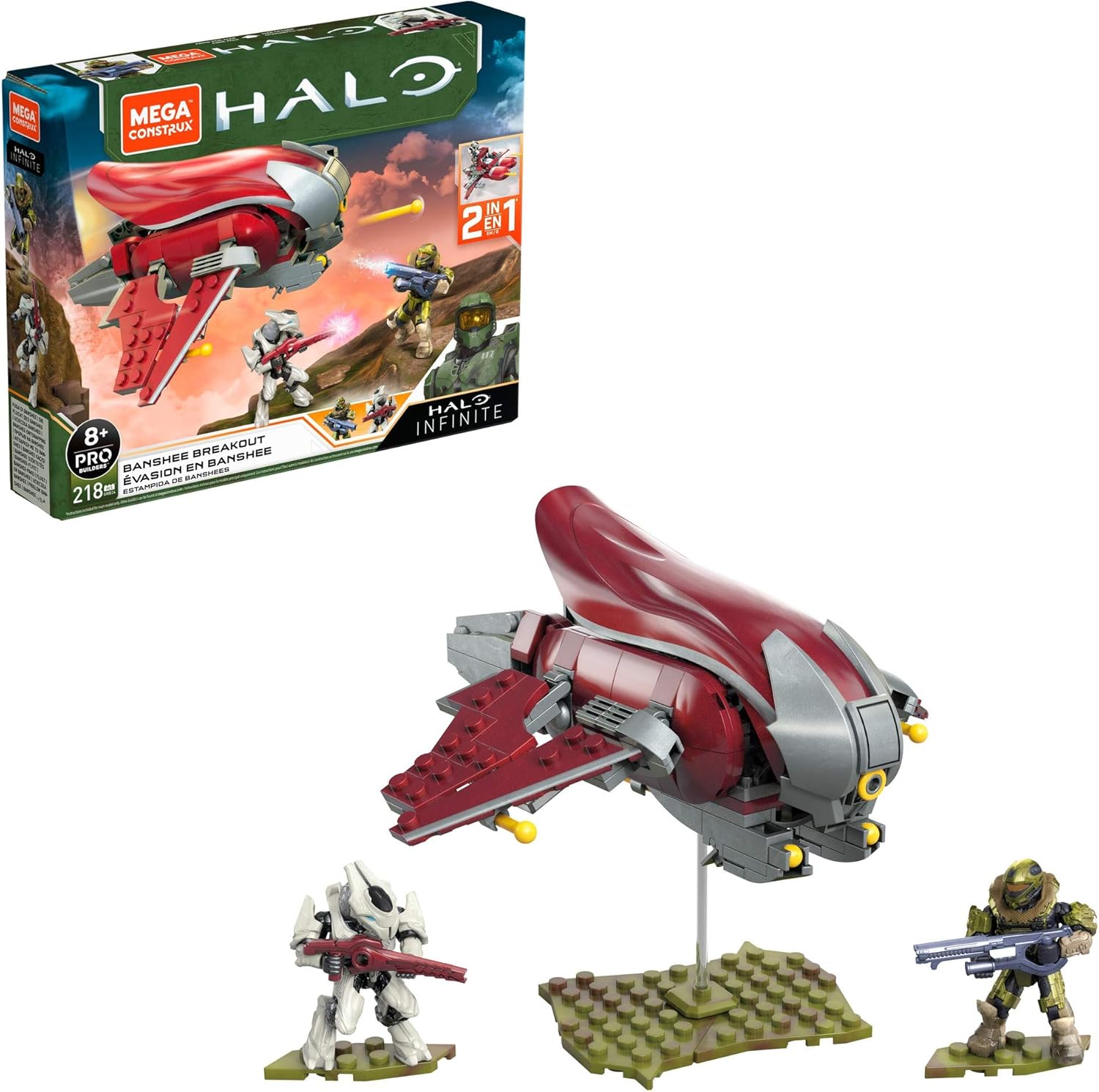 Mega Construx Halo Banshee Breakout Vehicle Halo Infinite Construction Set with Spartan Recon Character Figure, Building Toys for Kids