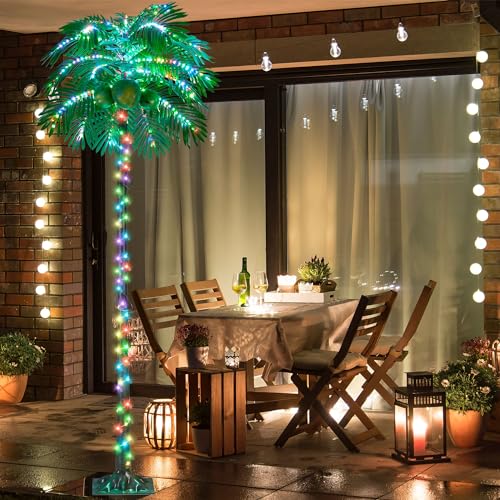 6FT 400 LED Lighted Palm Tree with Coconuts Outdoor Artificial S29157