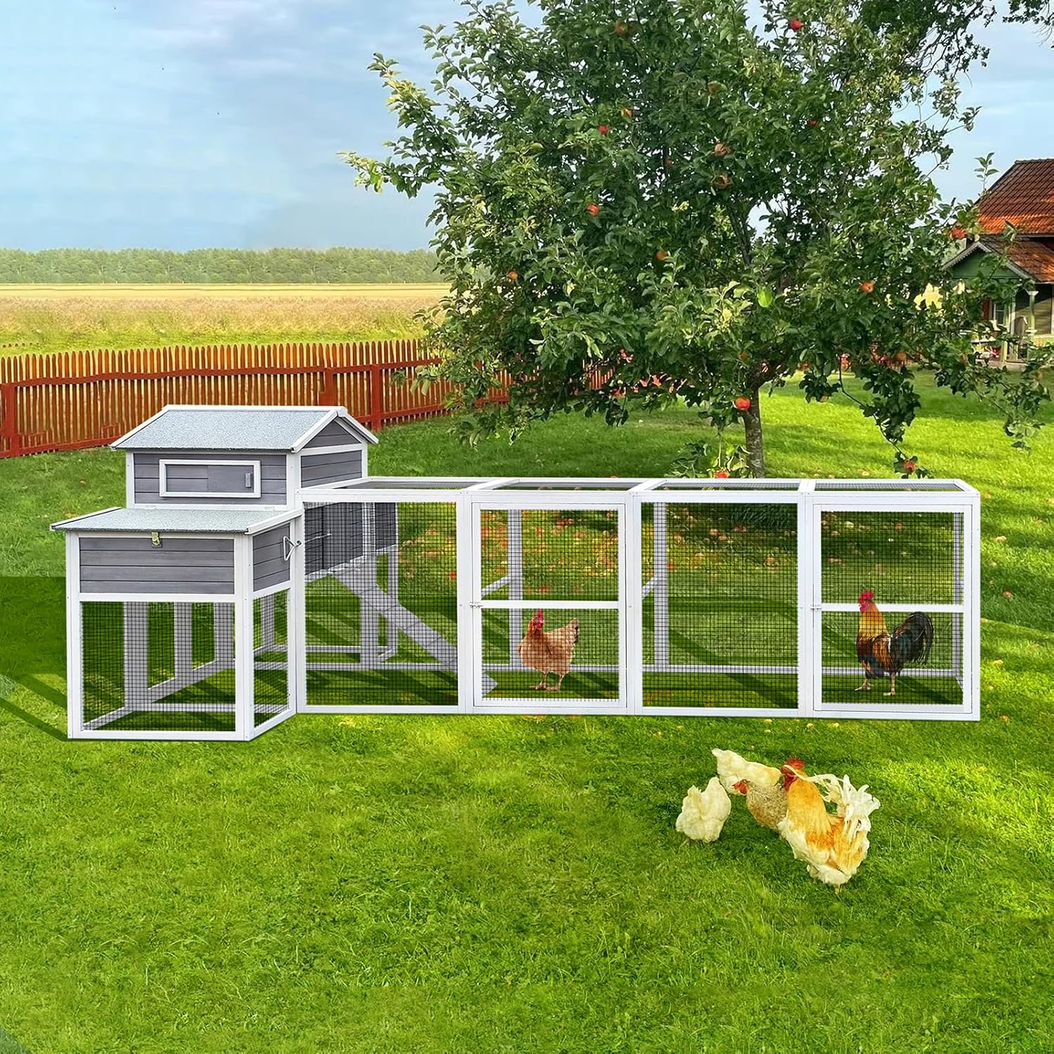 Extra Large Wooden Chicken Coop with Nesting Boxes and Perches S86686
