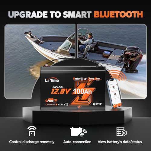 LiTime 12V 100Ah Group 31 Bluetooth LiFePO4 Trolling Motor Battery H124507