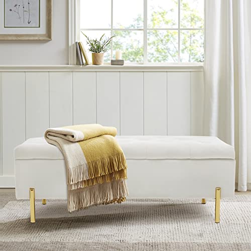 Velvet Storage Bench Ottoman with Soft Close Lid, Grey C5390