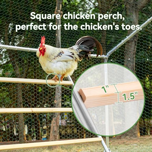 PETSFIT Chicken Coop Run with Anti-Rust Durable Steel, Large Walk-in Poultry Cage for Yard Z6201