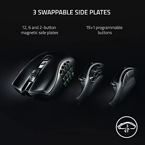 Razer Naga V2 Pro Wireless Gaming Mouse with Interchangeable Side Plate, 20K DPI Optical Sensor, Chroma RGB X512