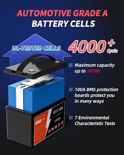 12V 100Ah LiFePO4 Battery with BMS for Solar, Marine, RV B6772