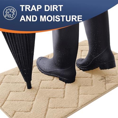 OLANLY Dog Door Mat for Muddy Paws 30x20, Non-Slip Washable Microfiber, Grey K73104