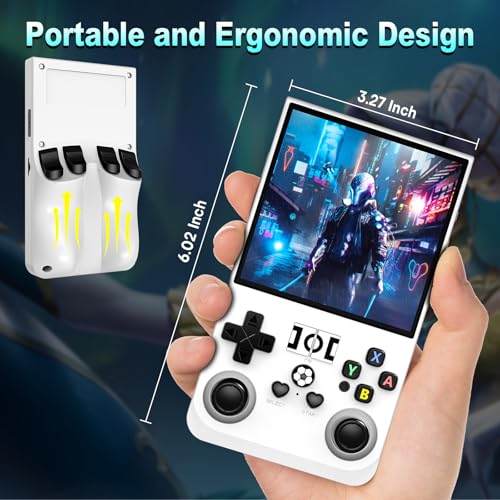 R36MAX Handheld Retro Game Console, 4.0 Inch IPS Screen, Transparent Gray Z561856