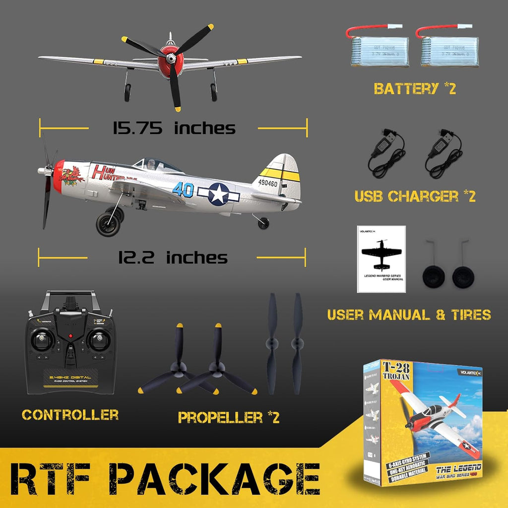 CKYSCHN VOLANTEXRC P-47 4CH RC Airplane RTF with Xpilot for Adults K786568