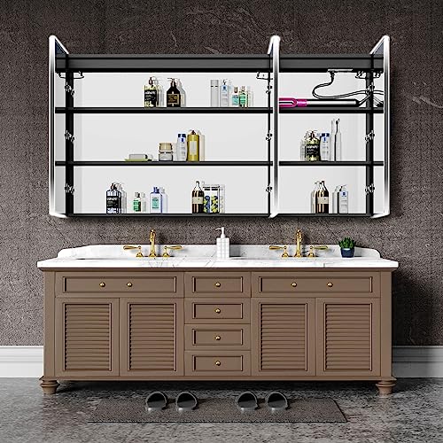 Medicine Cabinet with Mirror, Outlets & USB, Defogger, 42"W x 36"H, Silver V7989