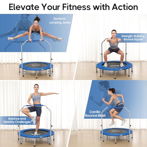 BCAN Foldable Mini Trampoline with Adjustable Foam Handle for Adults O541845