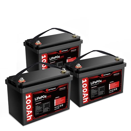 DR.PREPARE 12V 100Ah LiFePO4 Battery (4 Pack), Lithium Batteries in Series/Parallel, 100A BMS, Deep Cycle Lithium Iron Phosphate Battery for RV, Trolling Motor, Solar Power, Off Grid, Energy Storage