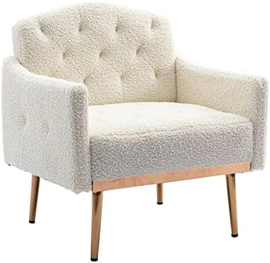 HOOMHIBIU Modern Velvet Accent Chair  Upholstered Arm Chair for Living Room&amp;Bedroom  Comfy Single Sofa with Rose Golden Metal Legs  Suitable for Small Space Home(Pink)