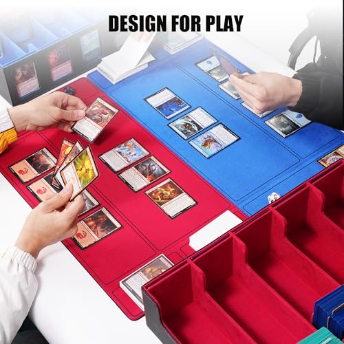 Trading Card Storage Box with Commander Display, 5-Row Deck Case, Black Purple B7043