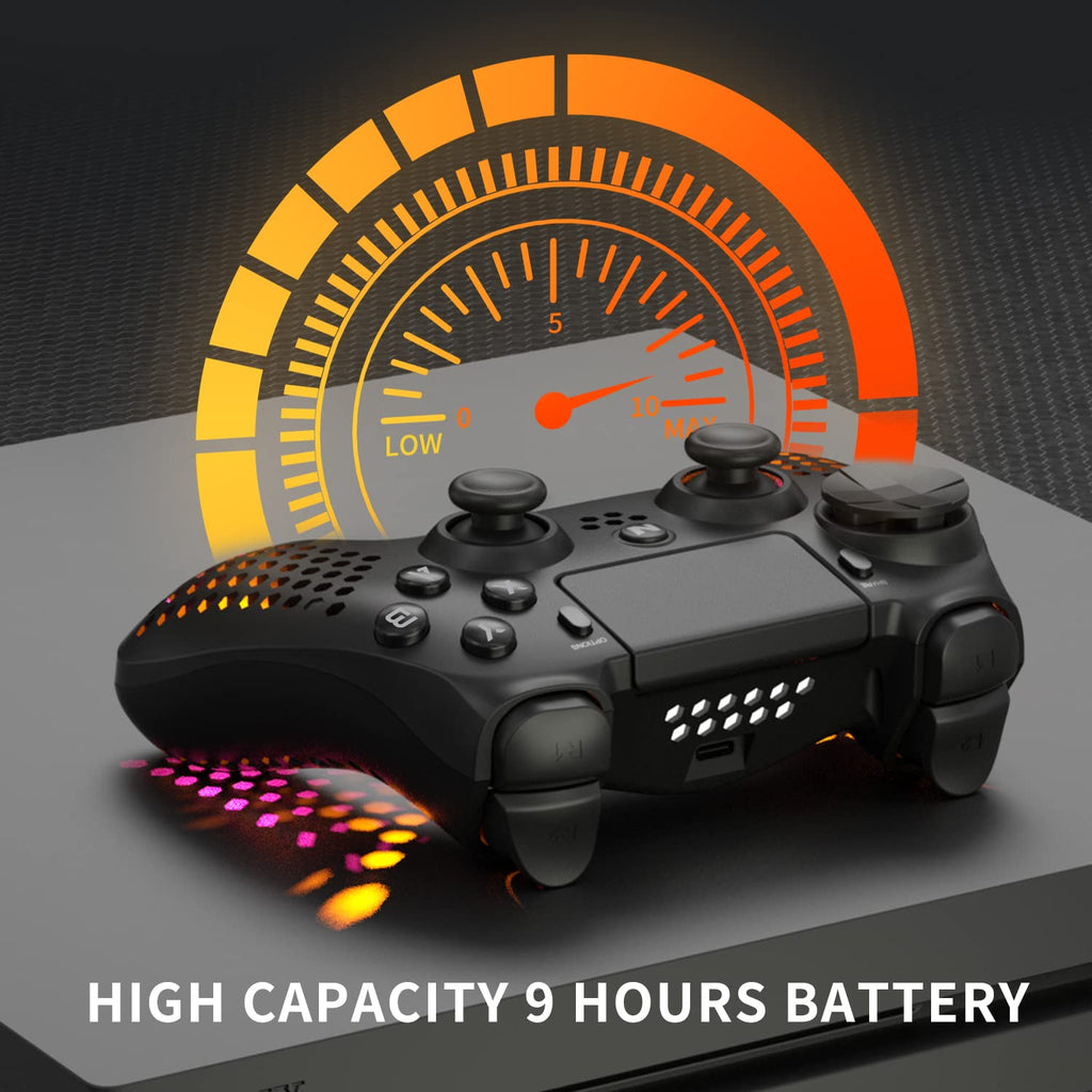 Nitho RGB Wireless Controller for PS4/PS5/PC/Android/iOS, Hexagonal Design Joystick with Vibration R4021
