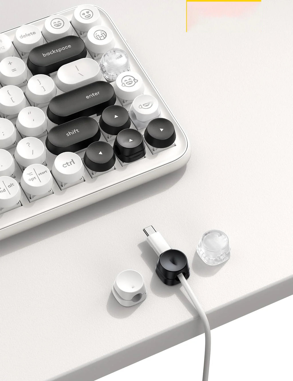 White Desk Cord Holder Cable Clip Organizer T1145