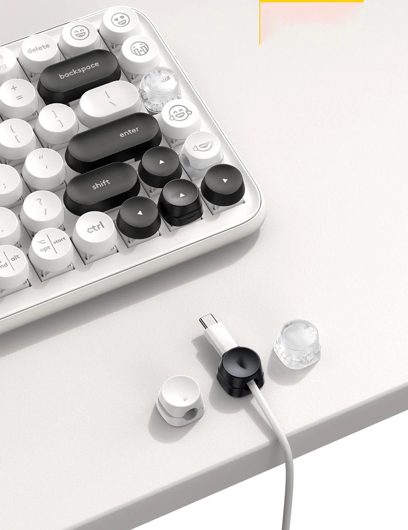 White Desk Cord Holder Cable Clip Organizer T1145