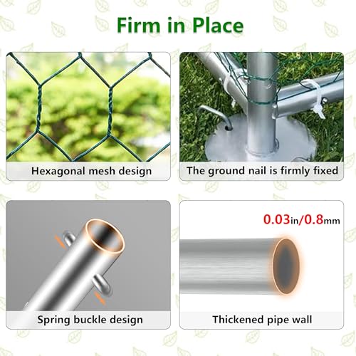Large Metal Chicken Coop with Waterproof Cover for Outdoor Yard Q992