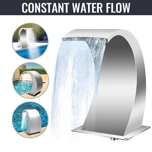 Stainless Steel Pool Waterfall Spillway with Pipe Connector, 17.7 Inch D9336