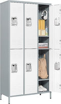 72" Metal Locker for Employees 3 Doors Gray&White Steel Storage Locker for Office, School, Gym - Metal Storage Cabinets for Home, Office, Gym, School