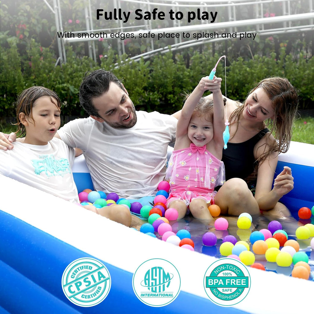 azamine Extra Large Inflatable Pool for Adults with Pump, Outdoor Family Swimming Pool Y4007