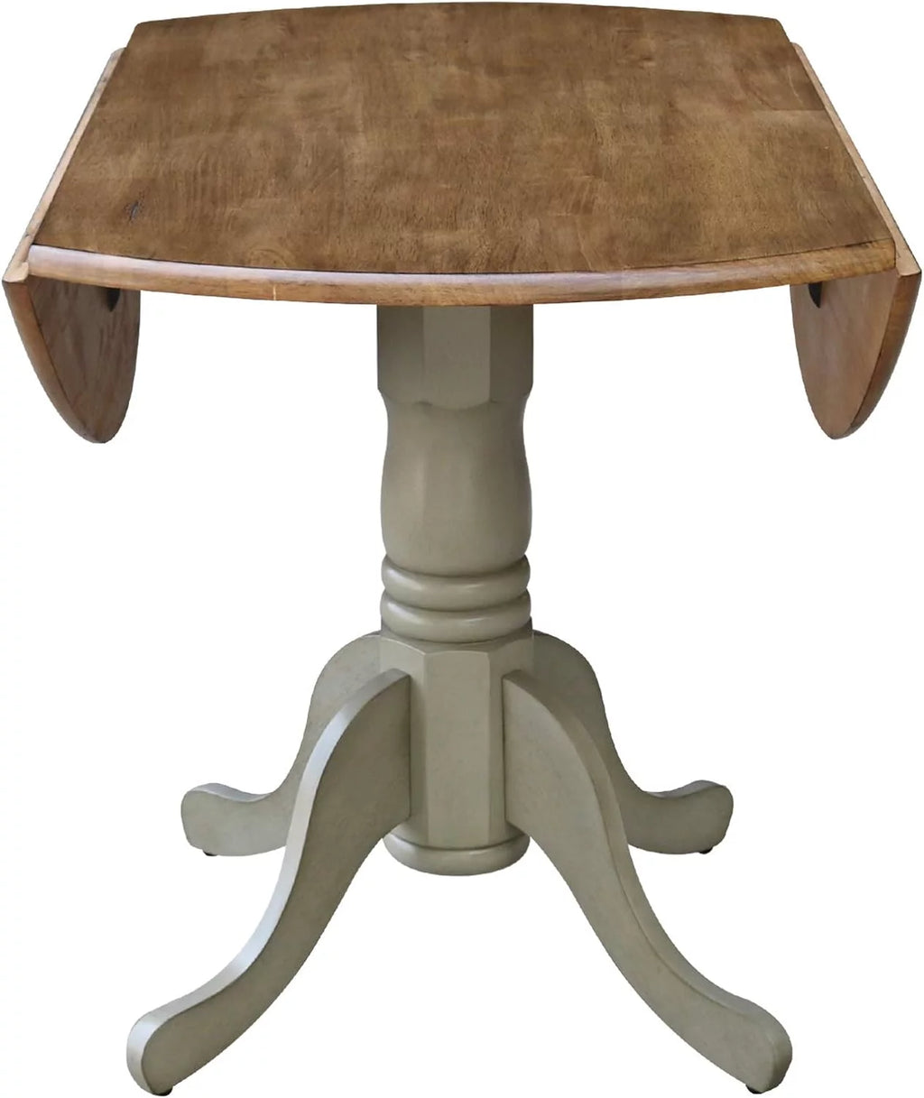 Inch Dual 42 Drop Leaf Dining Table, Distressed Hickory/Stone K77012