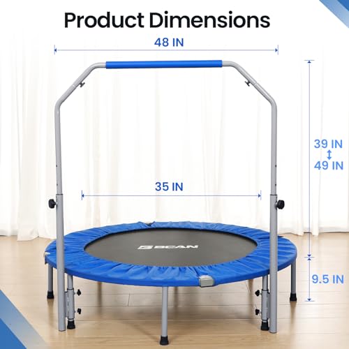BCAN Foldable Mini Trampoline with Adjustable Foam Handle for Adults O541845