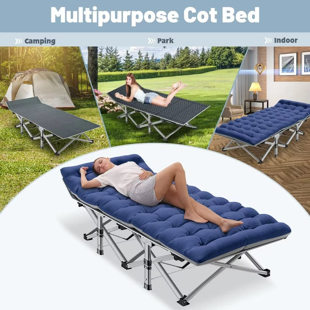 Docred 2 Pack Folding Cot Camping Bed, Heavy Duty Portable with Carry Bag L8382