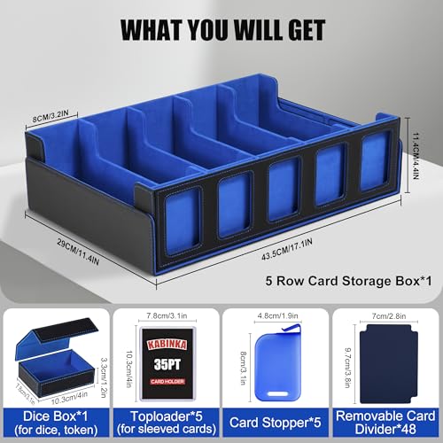 Trading Card Storage Box with Commander Display, 5-Row Deck Case, Black Purple B7043