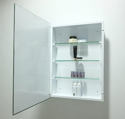 14"x24" Frameless Beveled Bathroom Medicine Cabinet with Mirror, Wall Mounted J551