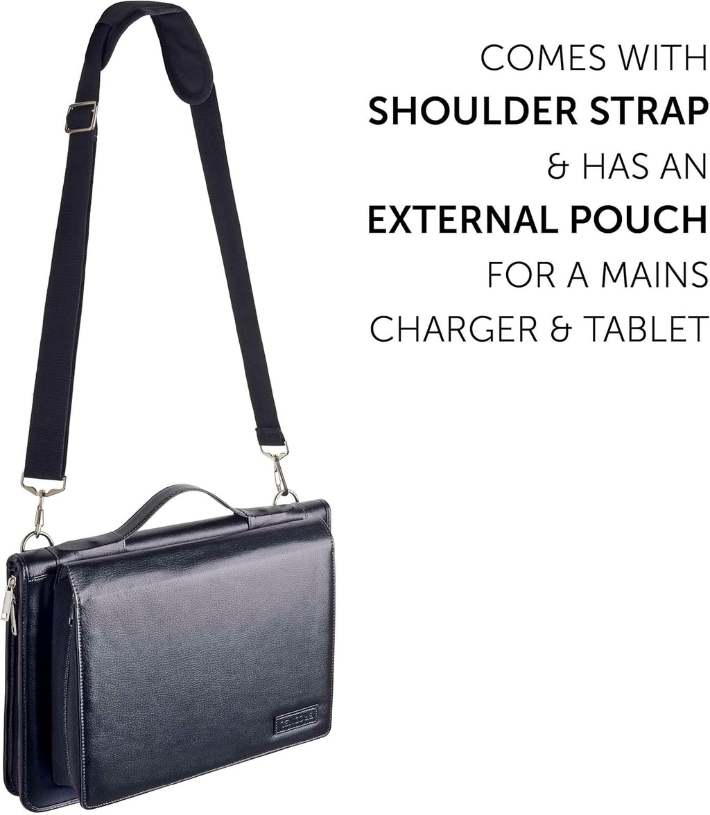Black Leather Laptop Messenger Case for 15.6" Laptop Q7442