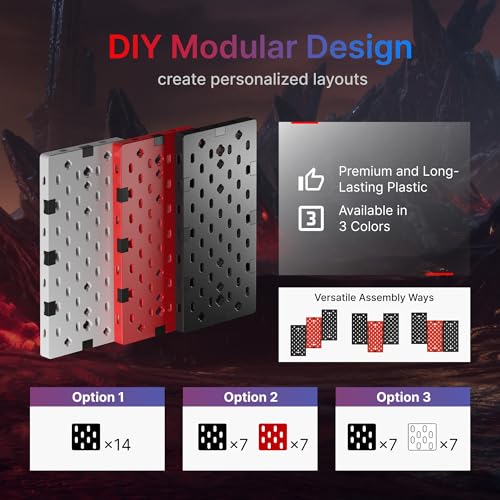 PEGZONE Controller and Headphone Holder Wall Mount, Modular Gaming Pegboard with Accessories, Black & Red R81990