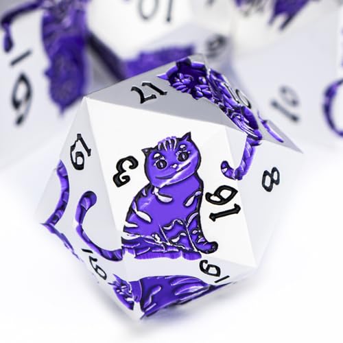 Metal DND Cat Dice 7PCS Polyhedral RPG Dice Set with Gift Case B373640