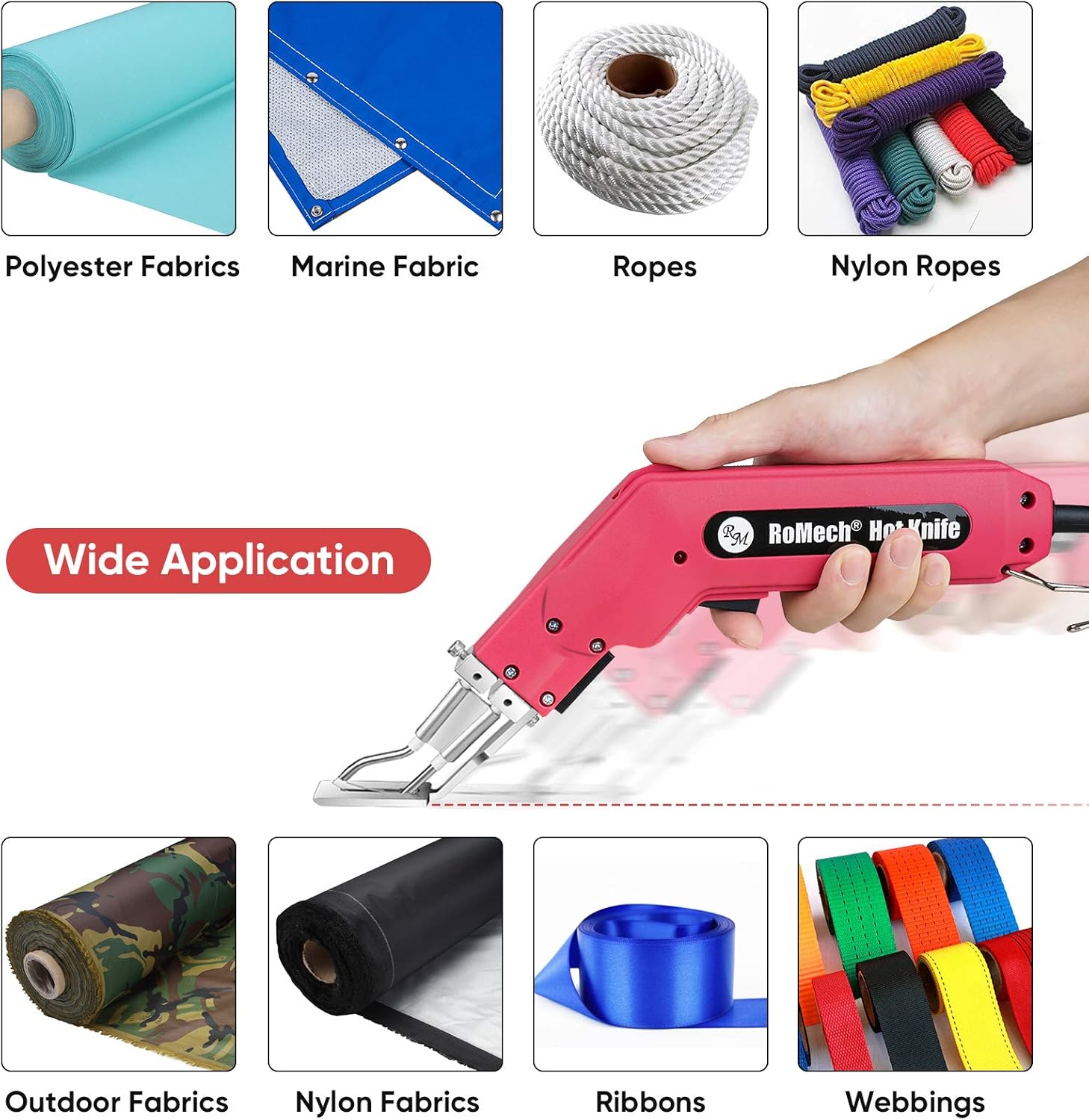 ROMECH Pro Electric Hot Knife Rope Cutter Fabric Cutter with Replacement R Blade S811