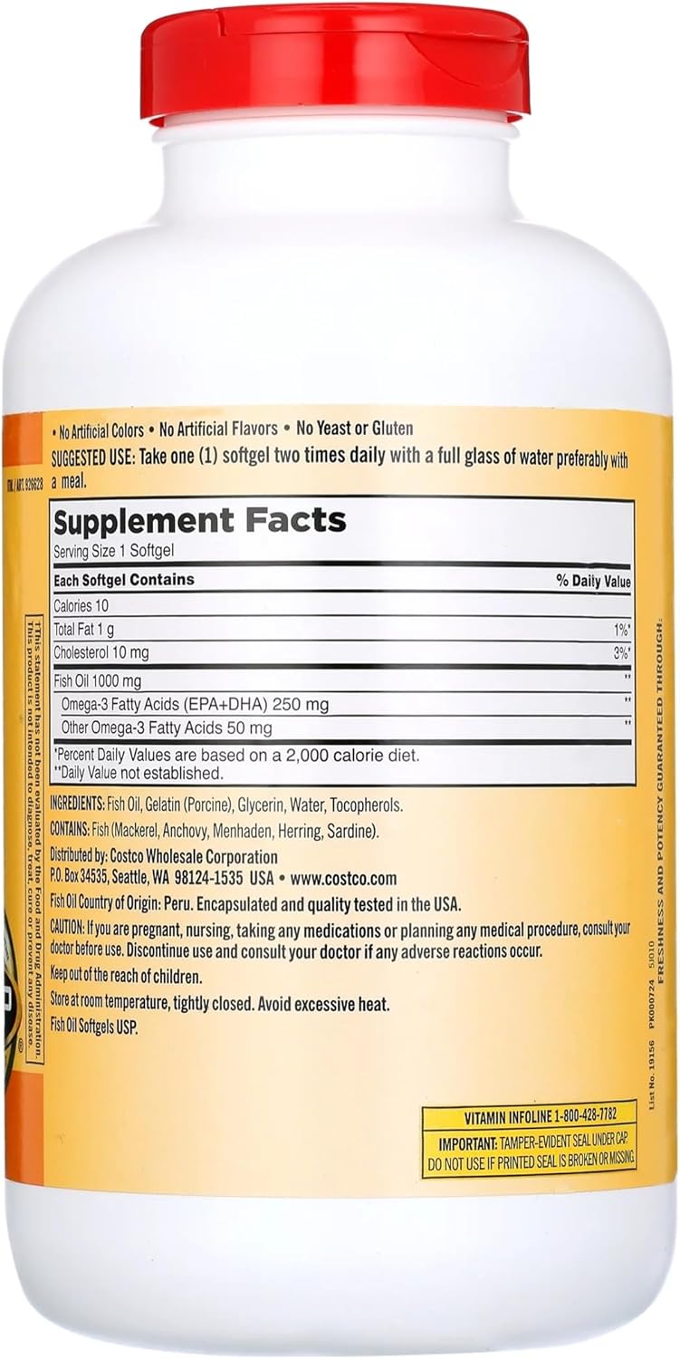 Kirk-land Fish Oil 1000mg 400 Softgels, Omega 3 Fatty Acids + Createandbundle Sticker Z93555