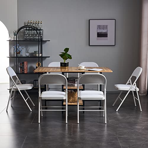4PCS Elegant Folding Metal Chairs with Padded Seats, Grey T903