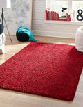 Rugs.com - Über Cozy Solid Shag Collection Rug – 8' x 11' Cherry Red Shag Rug Perfect for Living Rooms, Large Dining Rooms, Open Floorplans