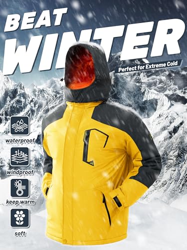TACVASEN Men's Winter Skiing Jacket Waterproof Insulated Parka with Hood H588