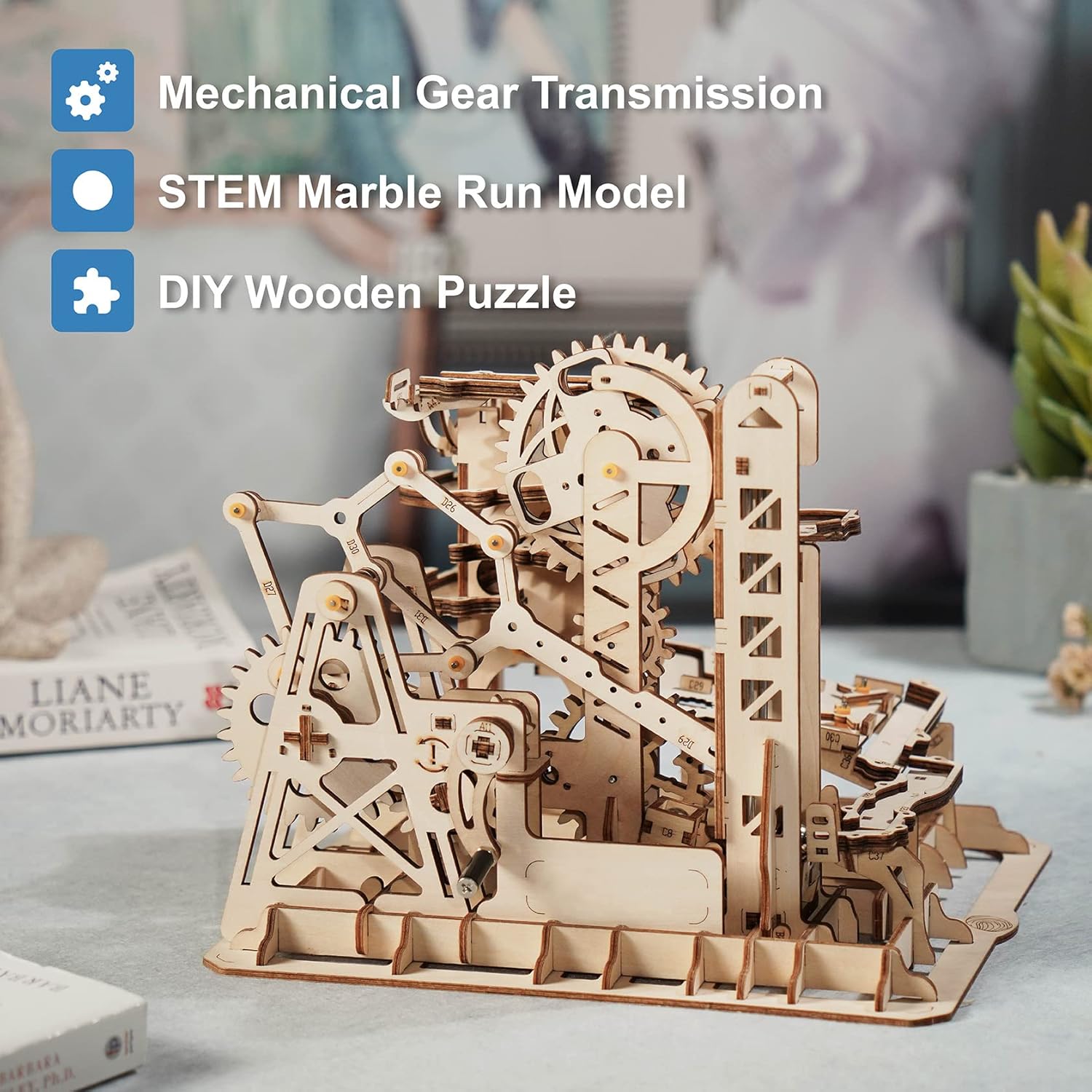 Rowood 3D Wooden Marble Run Puzzle Craft Toy, DIY Model Building Kit for Adults & Teens Y280652