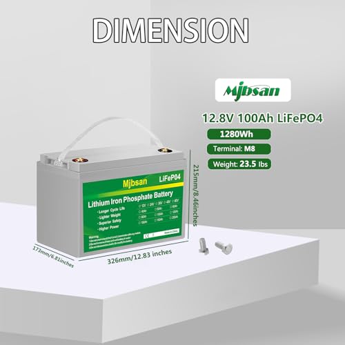 12V 100Ah LiFePO4 Battery with 100A BMS for RV, Solar, Trolling Motor P400156