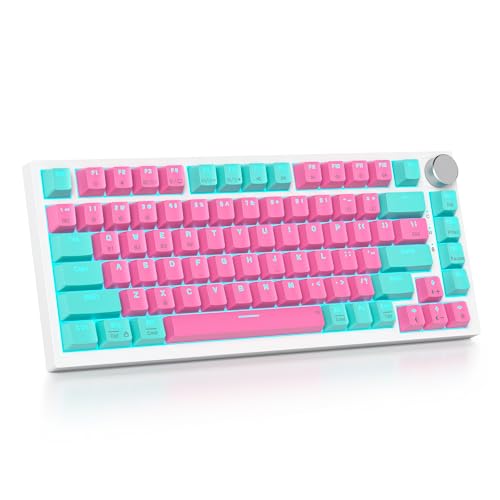 75% Wireless Creamy Mechanical Keyboard, Hot Swappable Custom Keyboard, RGB Backlit Gasket Gaming Keyboard, 2.4G/BT5.0/USB-C Mechanical Gaming Keyboard, Pre-lubed Linear Gray Cream Switches