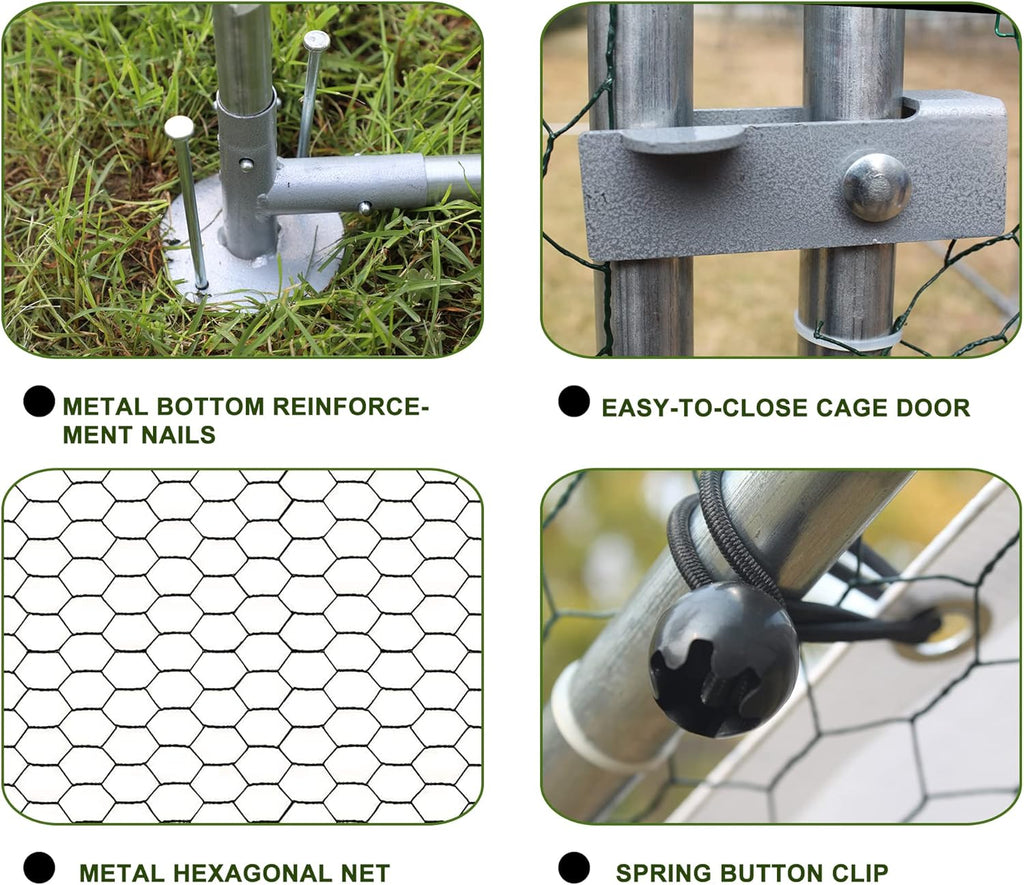 IchbinGo Large Metal Chicken Coop with Waterproof Anti-UV Cover for Outdoor Backyard Farm P206
