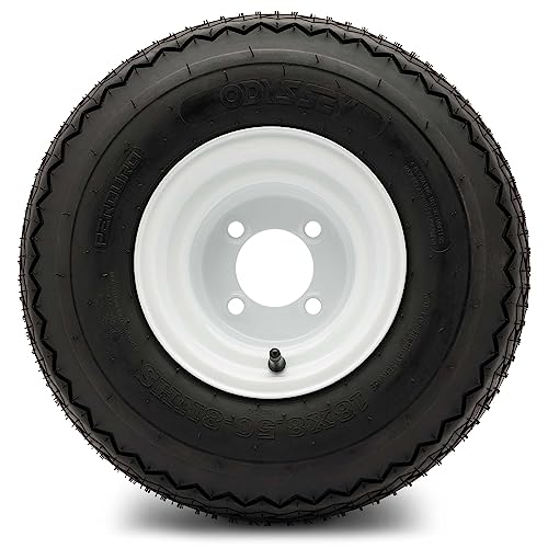 8" Steel Golf Cart Wheels Glossy White with Odyssey Perduro Tires - Set of Two C8653