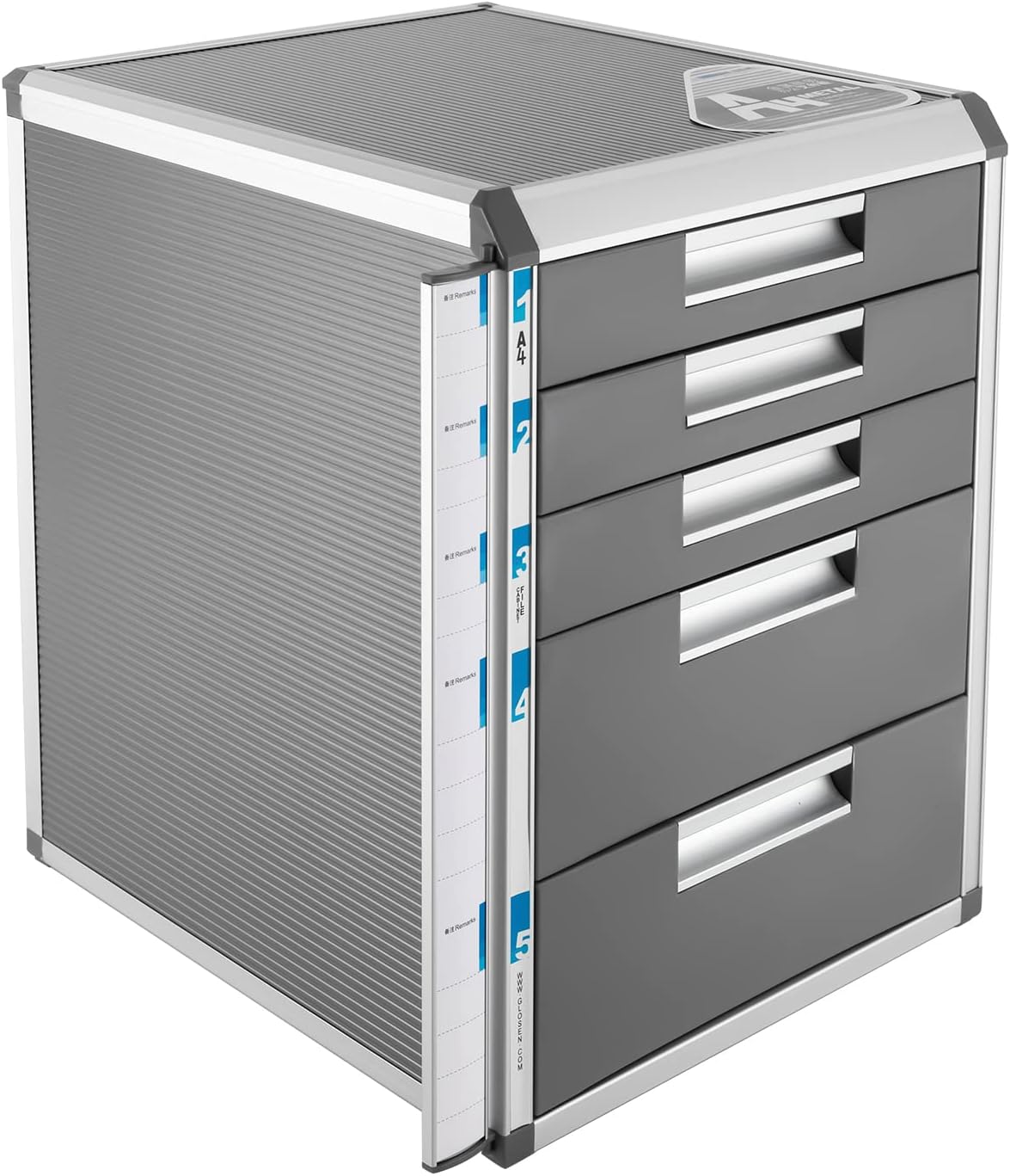 Desktop Drawer Organizer with Lock, 5-Layer Filing Cabinet Storage, Grey H82611