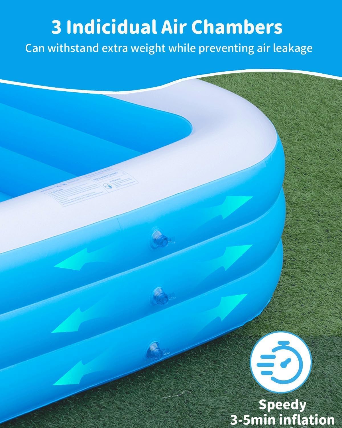 Extra Large Inflatable Pool for Adults, Family Blow Up Swimming Pool for Backyard R138