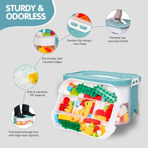 Stackable Toy Storage Organizer with Clear Compartments for Building Blocks Q640