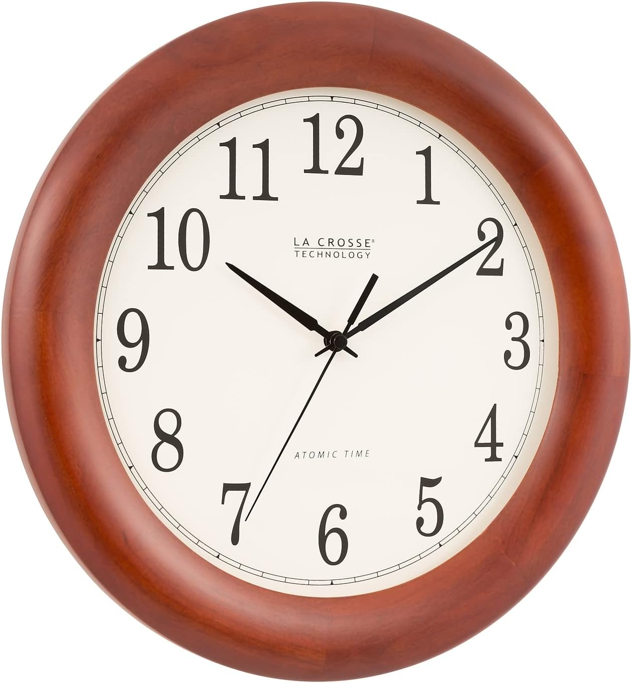 La Crosse Technology 12.5 Inch Cherry Wood Atomic Analog Clock S30330
