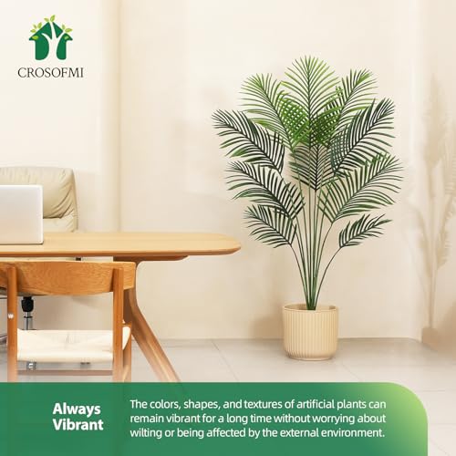 CROSOFMI Artificial Areca Palm Tree 6 Feet Fake Tropical Plant in Pot, 2 Pack C854306