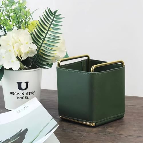 Vegan Leather Pen Holder for Desk Office Supplies Brown J669